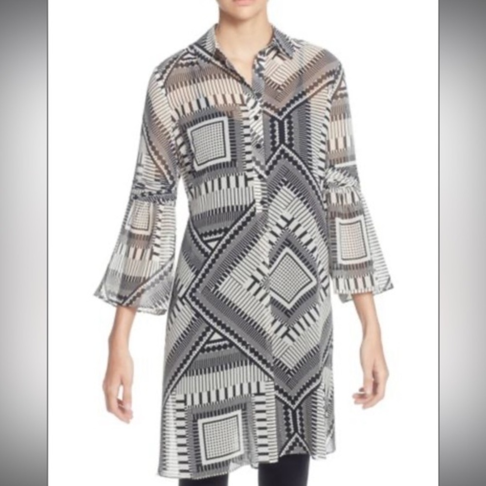 Catherine Malandrino Amine Printed Tunic shirt dress 2x